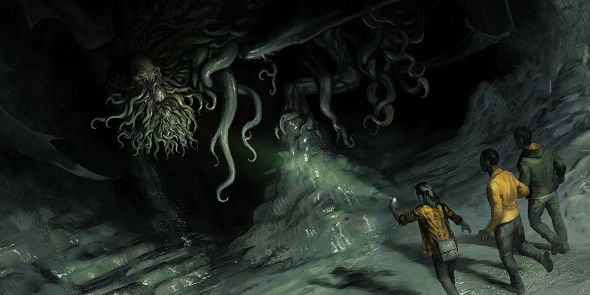 Call of Cthulhu investigators finding an eldritch monster.