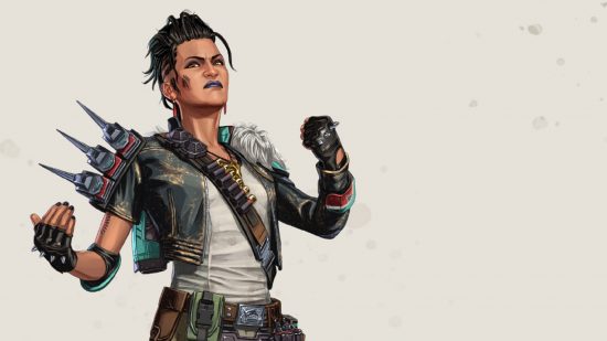 Apex Legends characters: a woman with a mohawk looks menacingly at the camera