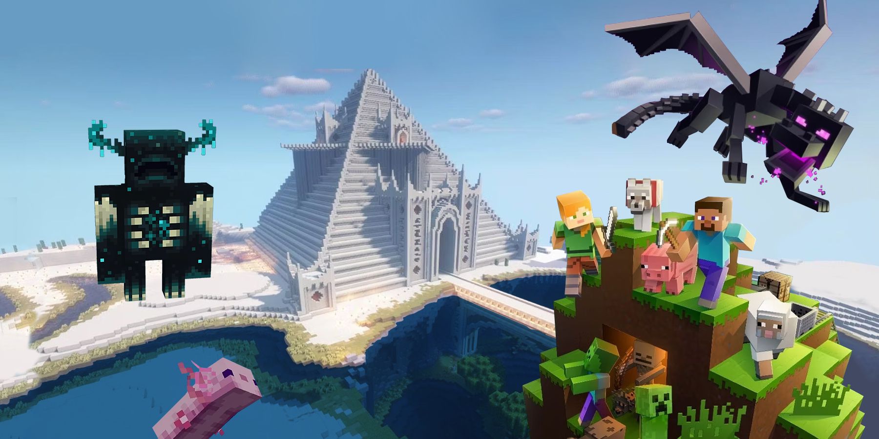 Build a massive Pyramid, Find an Axolotls, Slay an Ender Dragon, Harass the warden or just hang out with friends, here are 30 things to do if you're bored in Minecraft