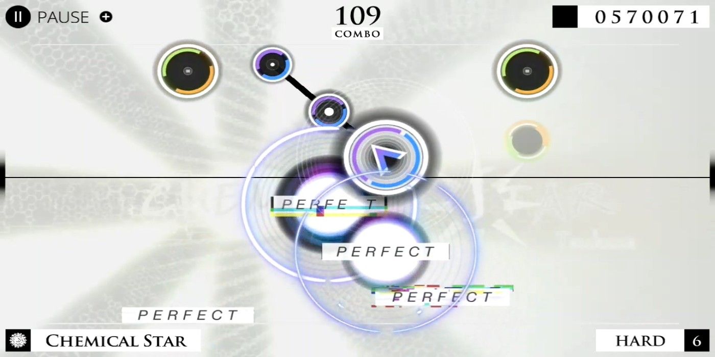 An arrow lines up against the lane in Cytus Alpha.