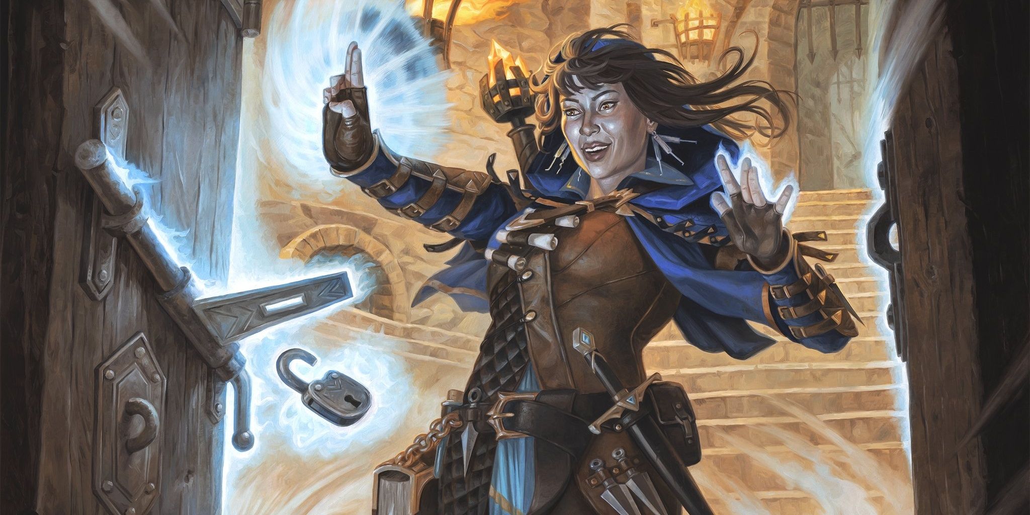 Dungeons & Dragons: In Imoen, Mystic Trickster by Alix Branwyn, a rogue disables a lock with magic.