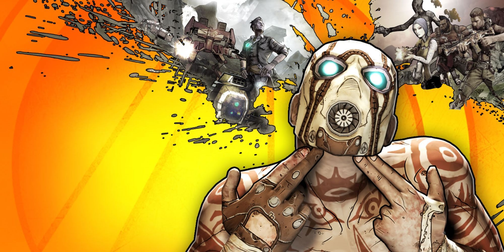 Borderlands 2 psycho pointing their fingers to their neck and forming clouds showing other characters.