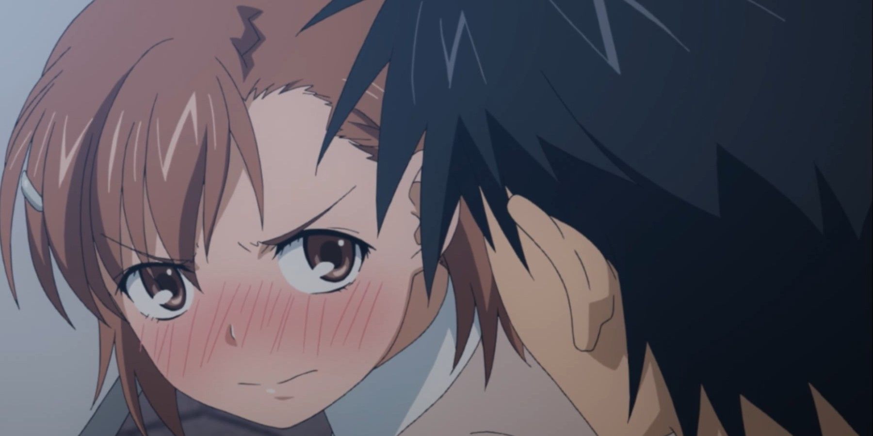 Mikoto Misaka blushing while with Toma Kamijo