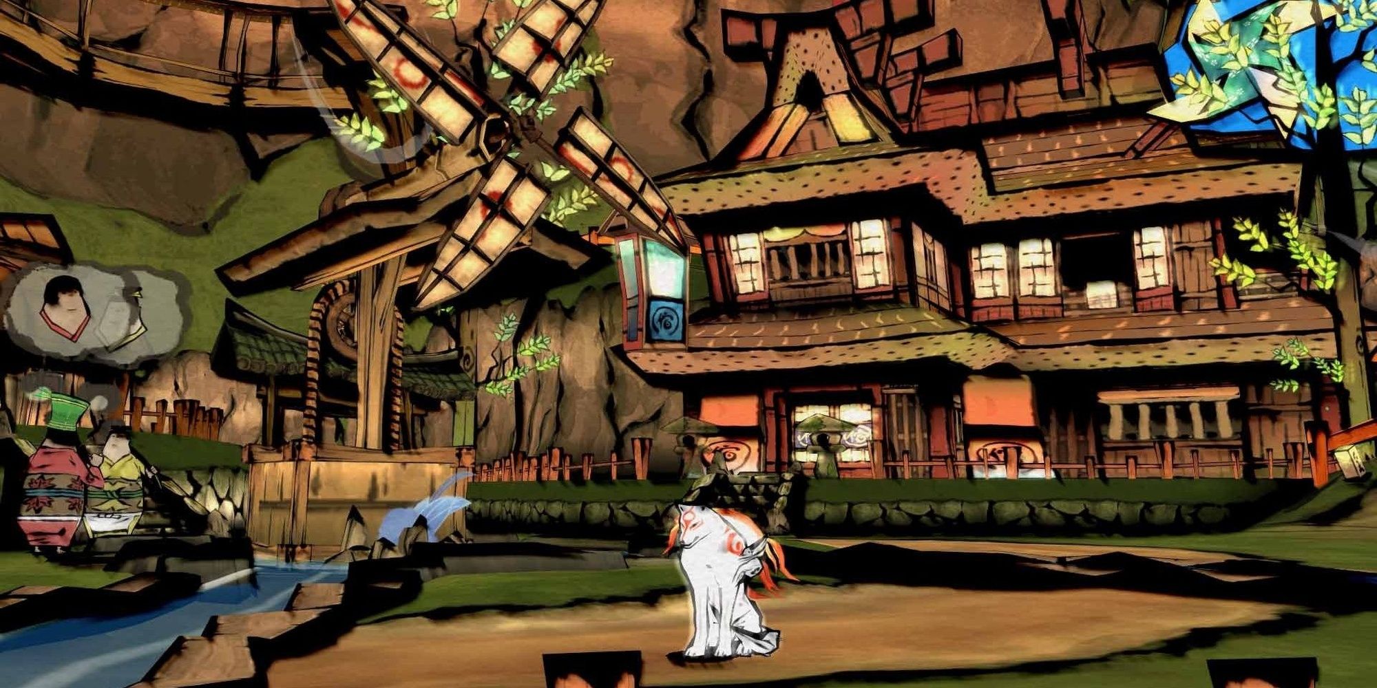 Okami in Kusa Village in Okami HD.