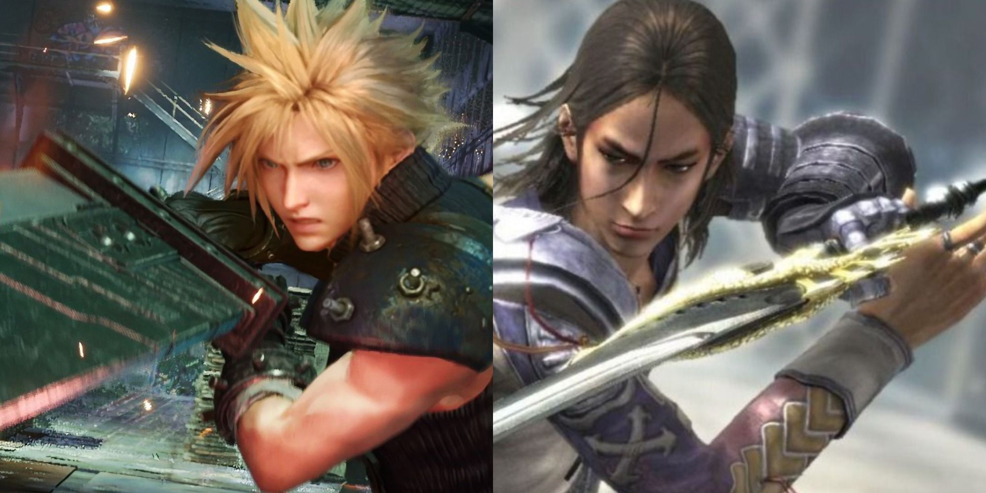 Cloud Final Fantasy 7 and Kaim Lost Odyssey split image