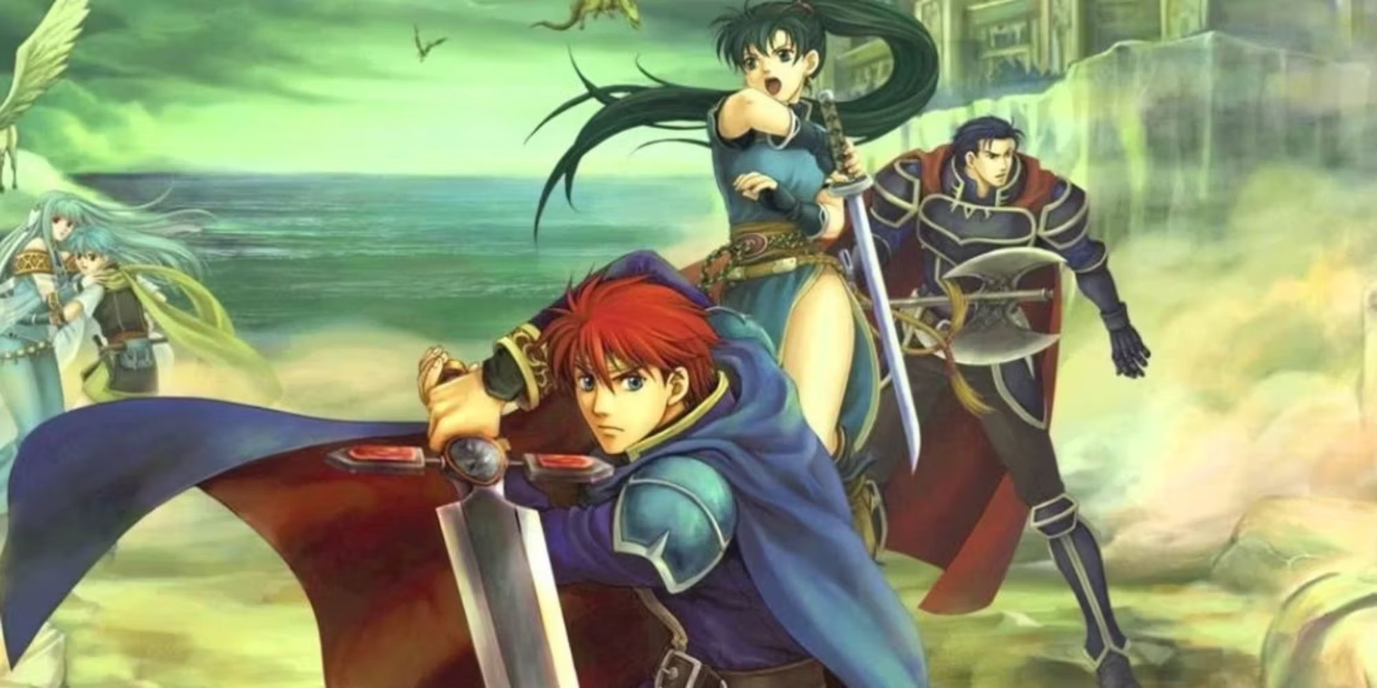 Eliwood and Lyn prepare to defend a castle.