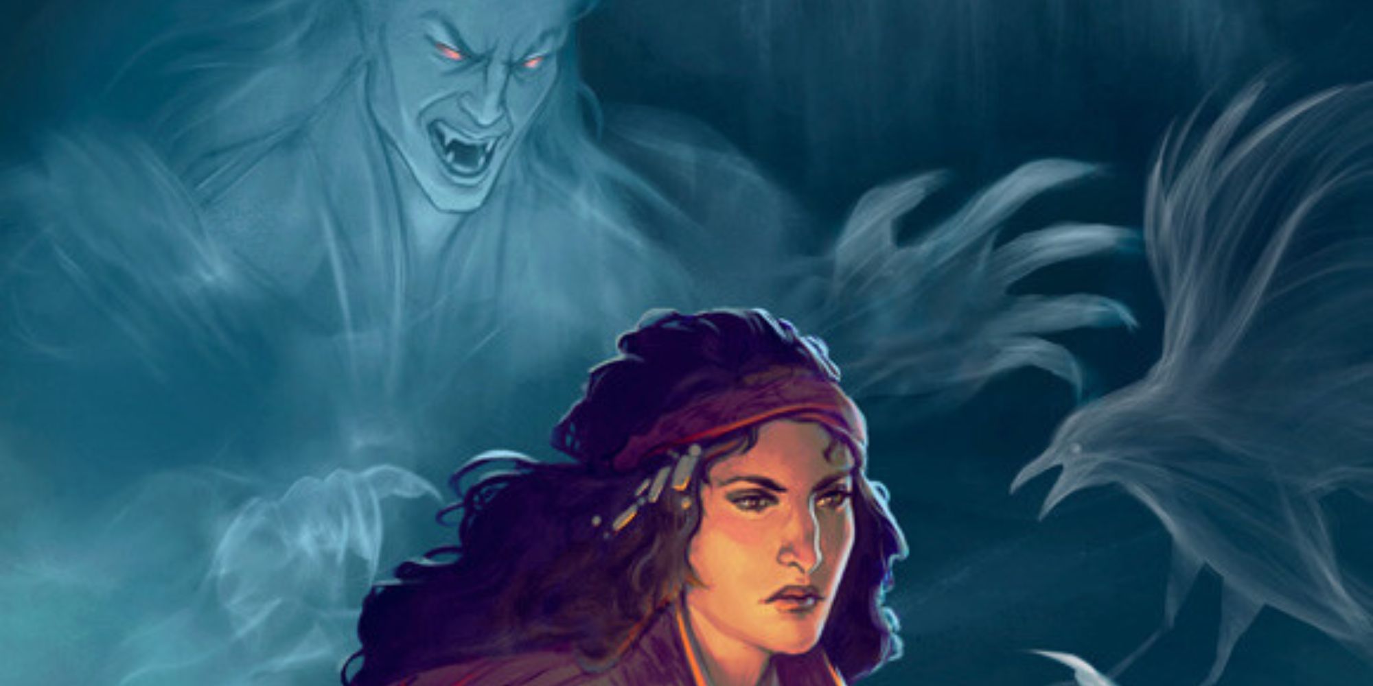 Van Richten's Guide To Ravenloft - Ezmerelda d'Avenir In The Mists surrounded by ghosts.