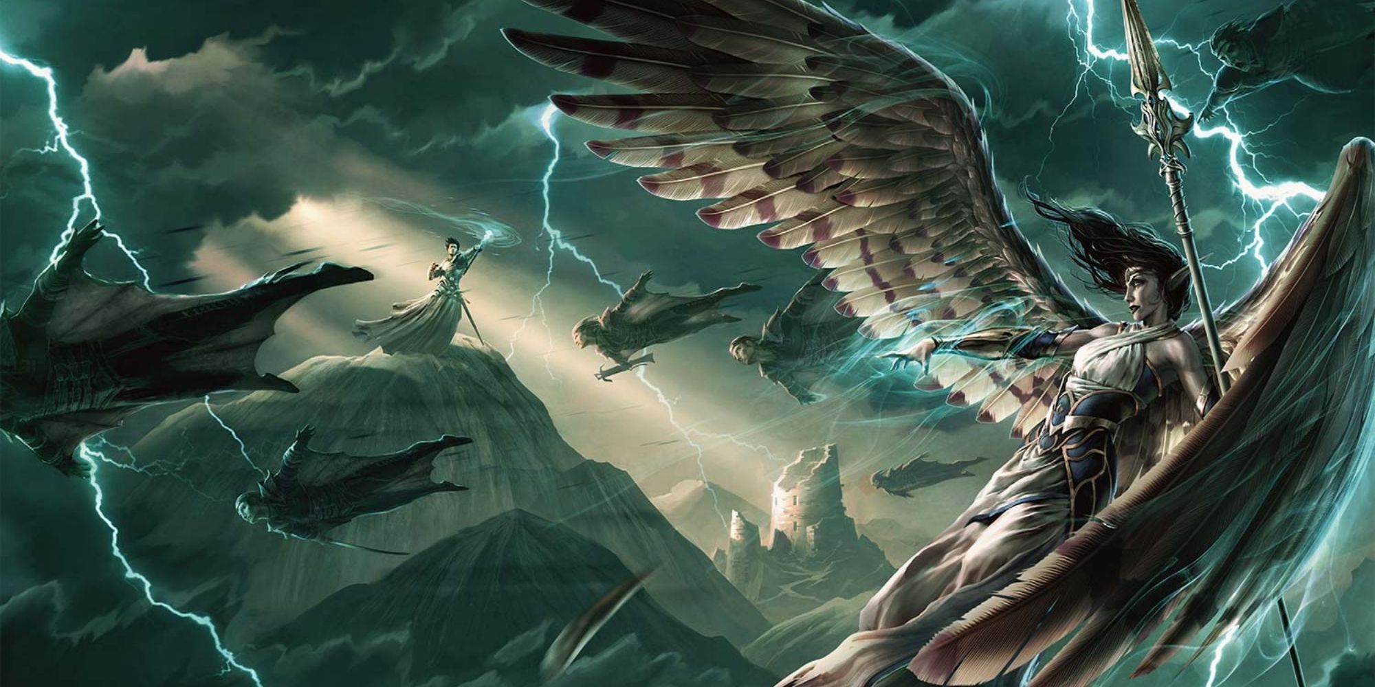 Dungeons And Dragons - Princes Of The Apocalypse Cover Art Of Winged Creatures Causing A Storm.