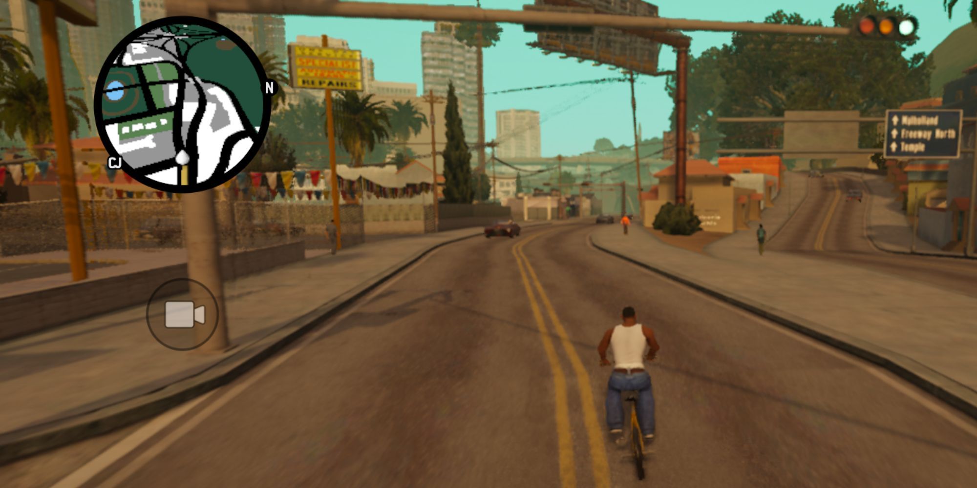 CJ Riding A Bicycle In Grand Theft Auto San Andreas.