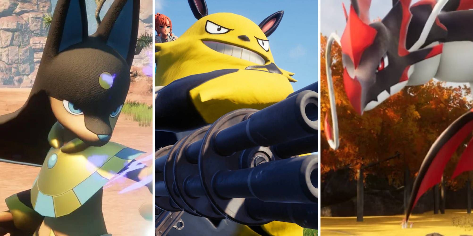 Palworld: Best Pals Feature Image: Anubis, Grizzbolt and Jormungir-Ignis