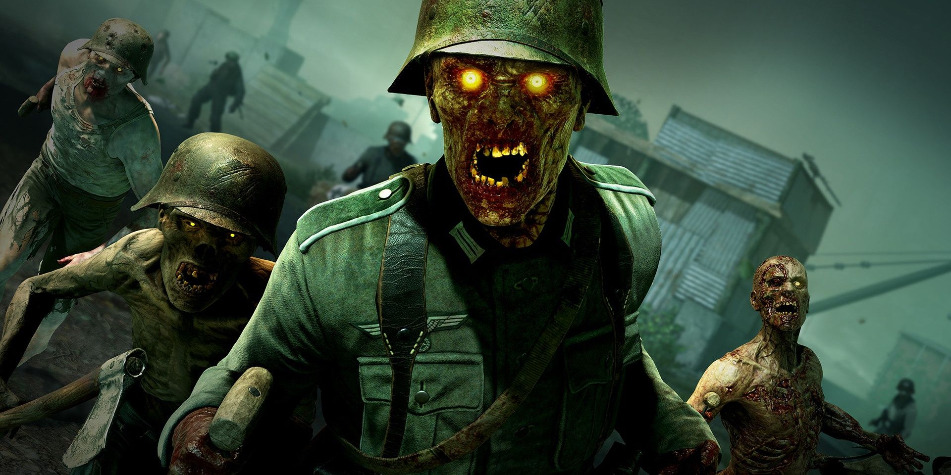 A screenshot showing a zombie officer and some grunts in Zombie Army 4: Dead War.