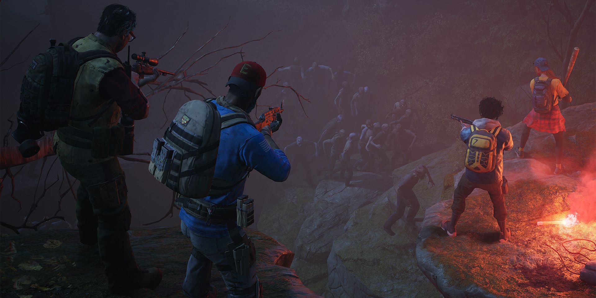 Screenshot of four players fighting zombies in Back 4 Blood.