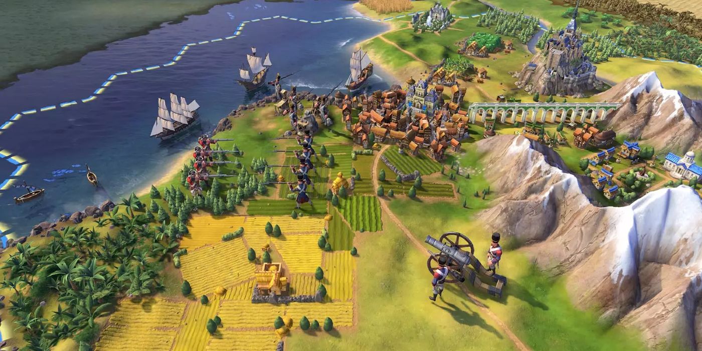 Image of Gameplay From Civilization VI with boats, canons, and more. 