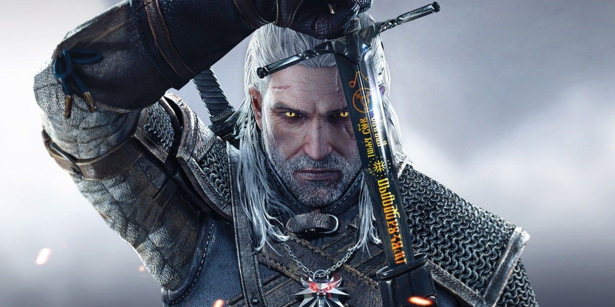 Geralt unsheathing his sword in Witcher 3- Wild Hunt.