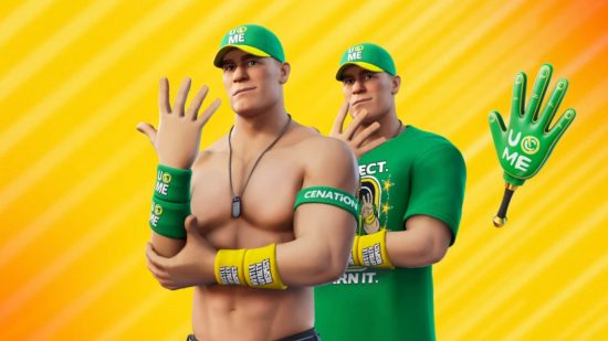 The best Fortnite skins - John Cena skin on orange background