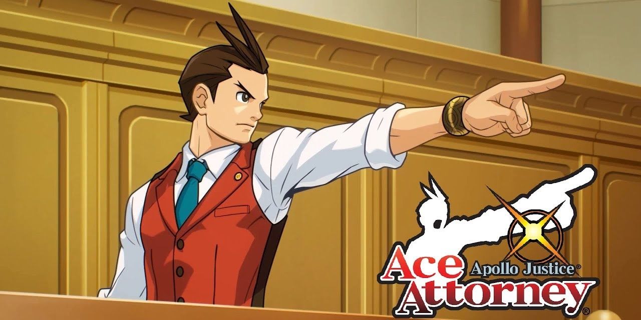 Apollo points in promo art for Apollo Justice: Ace Attorney.