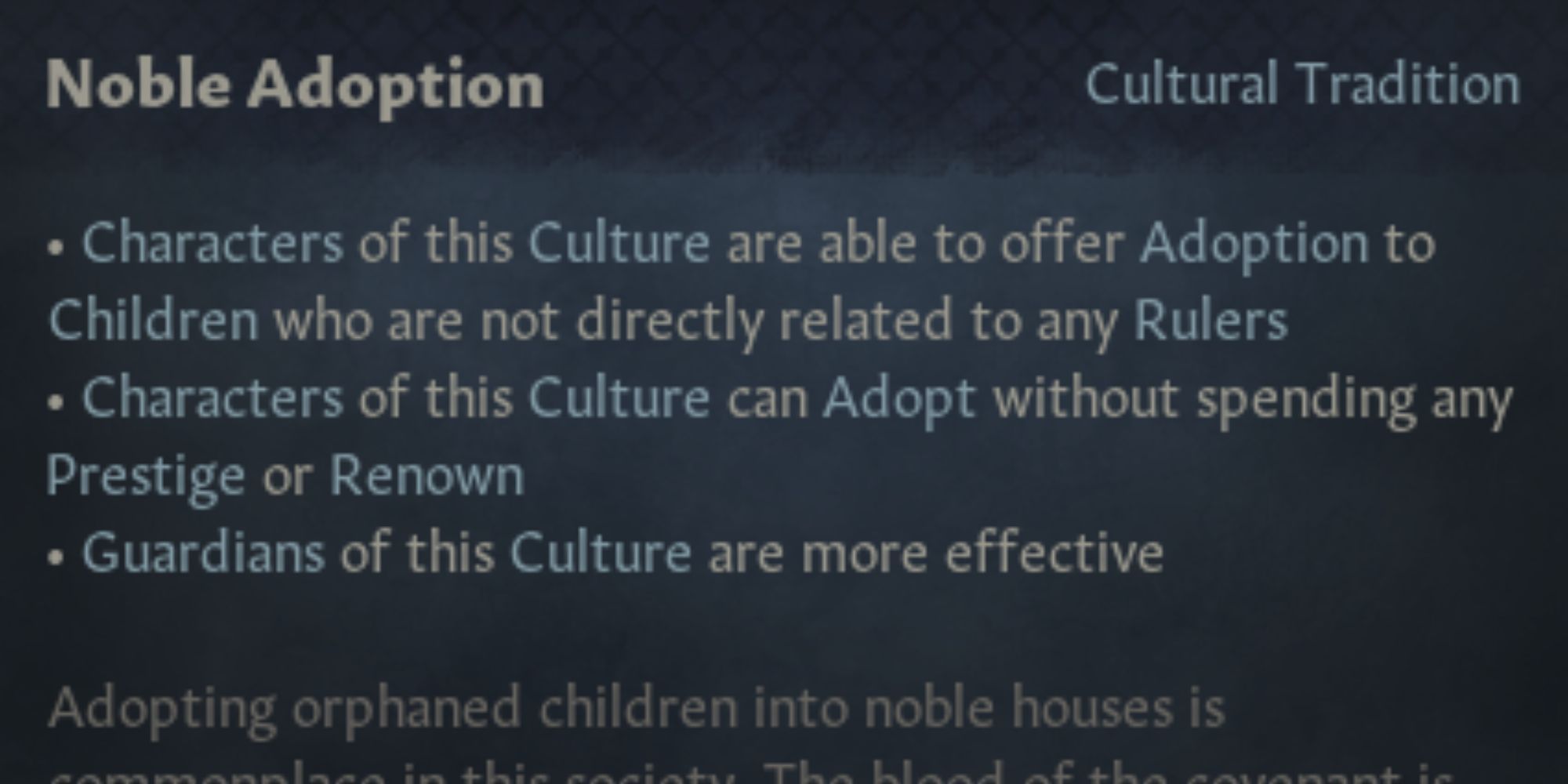 Crusader Kings 3 Noble Adoption Cultural Tradition