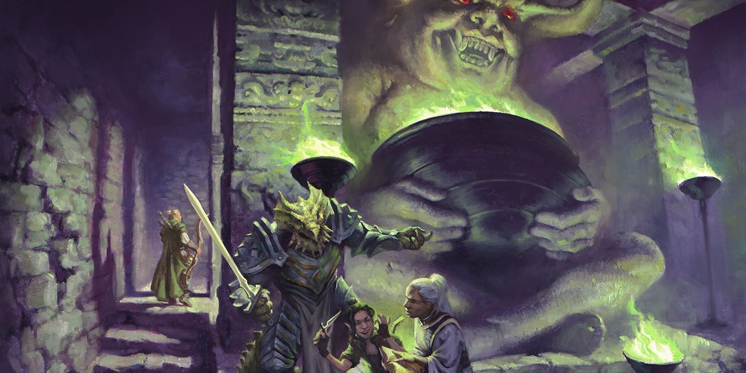 Dungeons & Dragons: In You Find a Cursed Idol by Sidharth Chaturvedi, adventurers argue in front of cursed statue.