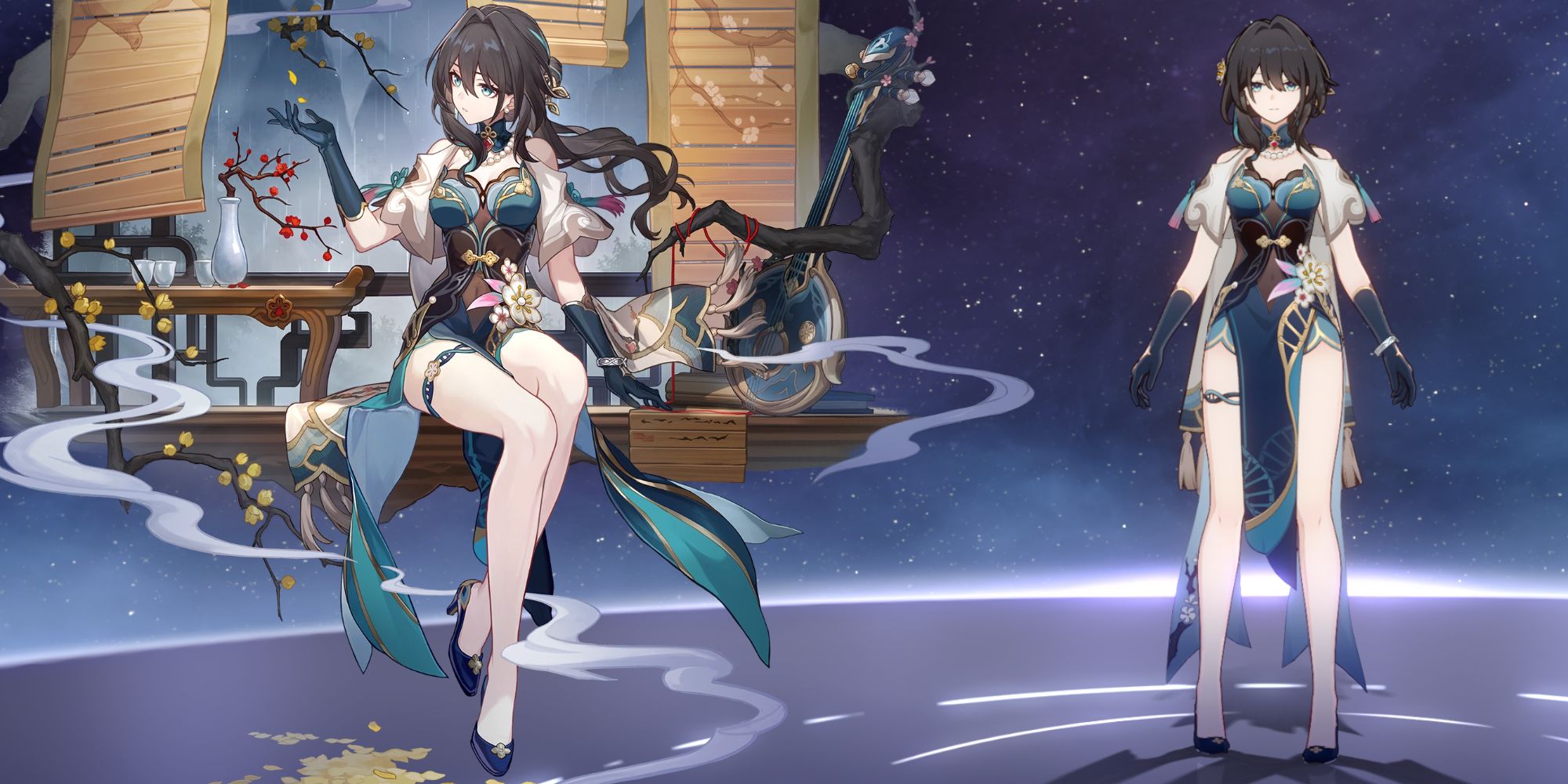 Ruan Mei splash art over the character in the Honkai Star Rail game menu.