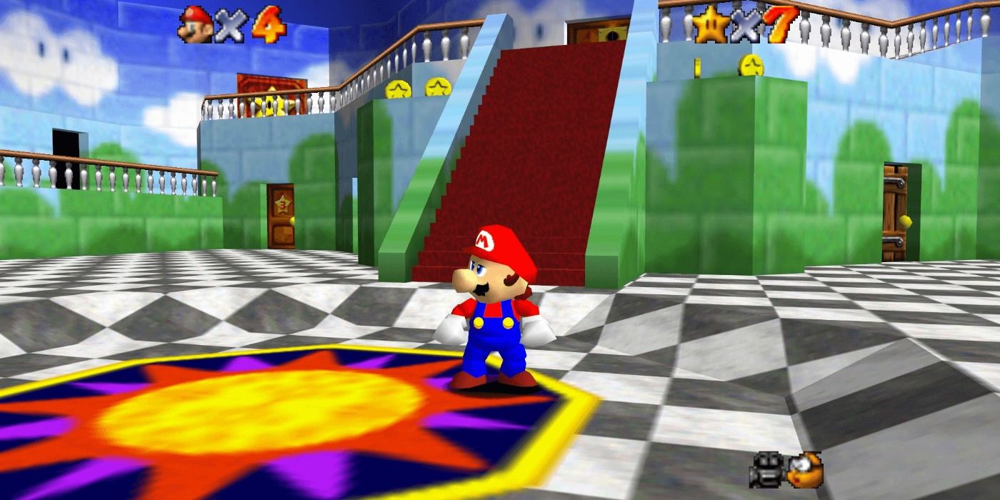 Mario 64 Main Hall with Mario at the center.