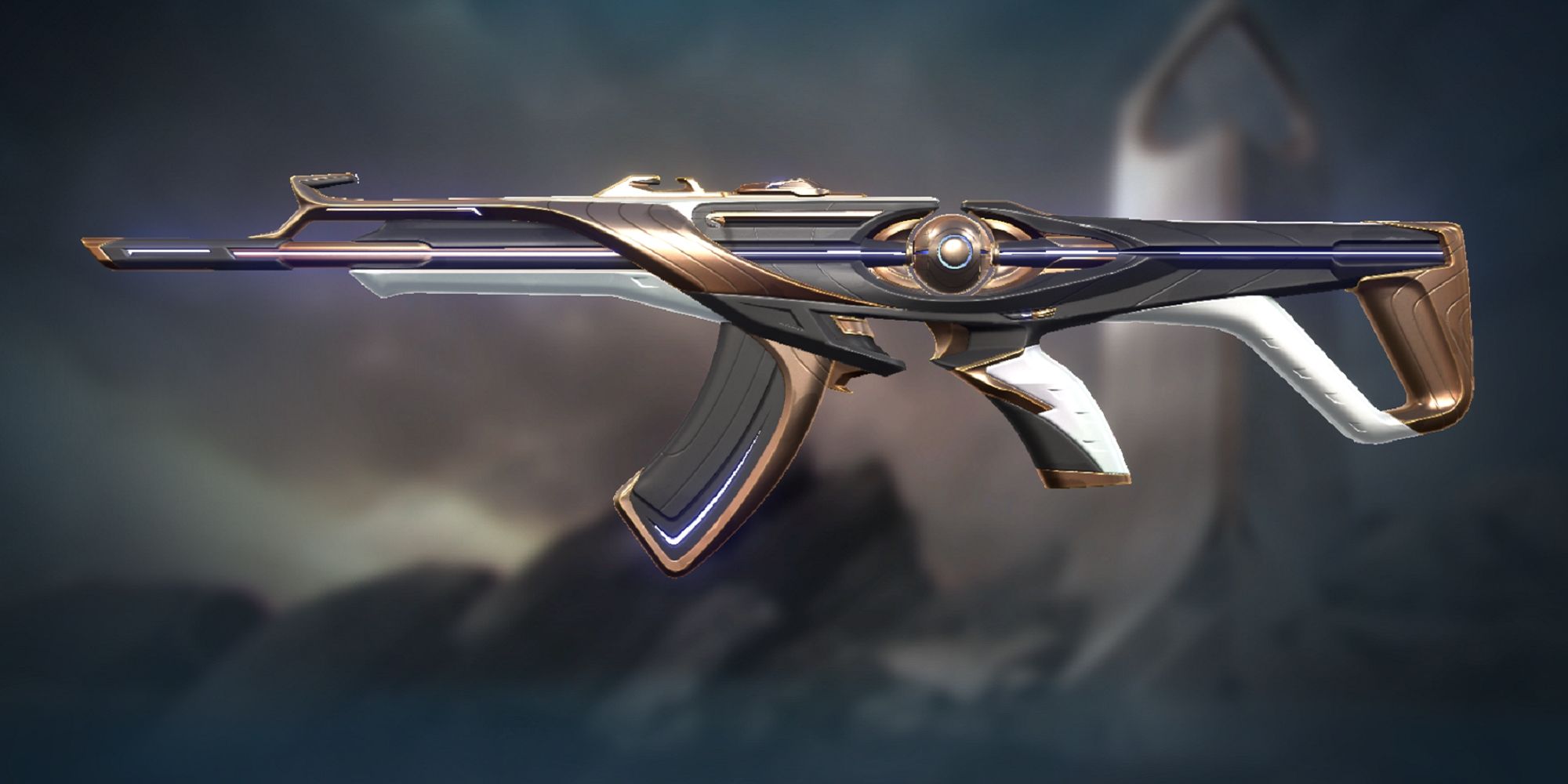 Showcasing the gold Chronovoid Vandal skin in Valorant's Collection menu.