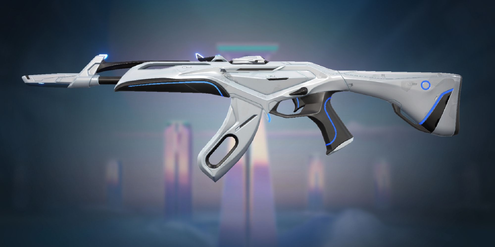 Showcasing the white Ion Vandal skin in Valorant's Collection menu.