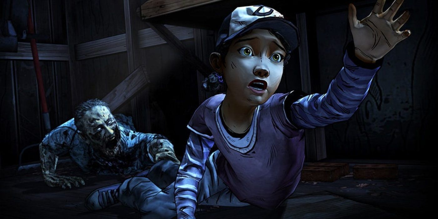 Telltales The Walking Dead season 2 clementine evading a walker