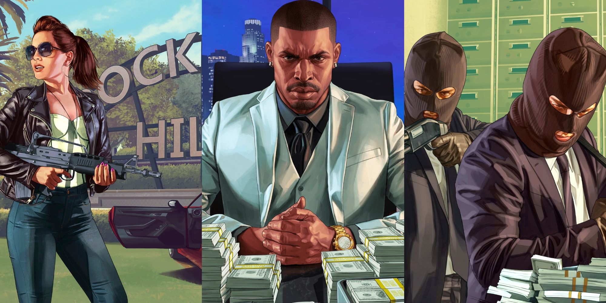 Three pieces of GTA Online key art