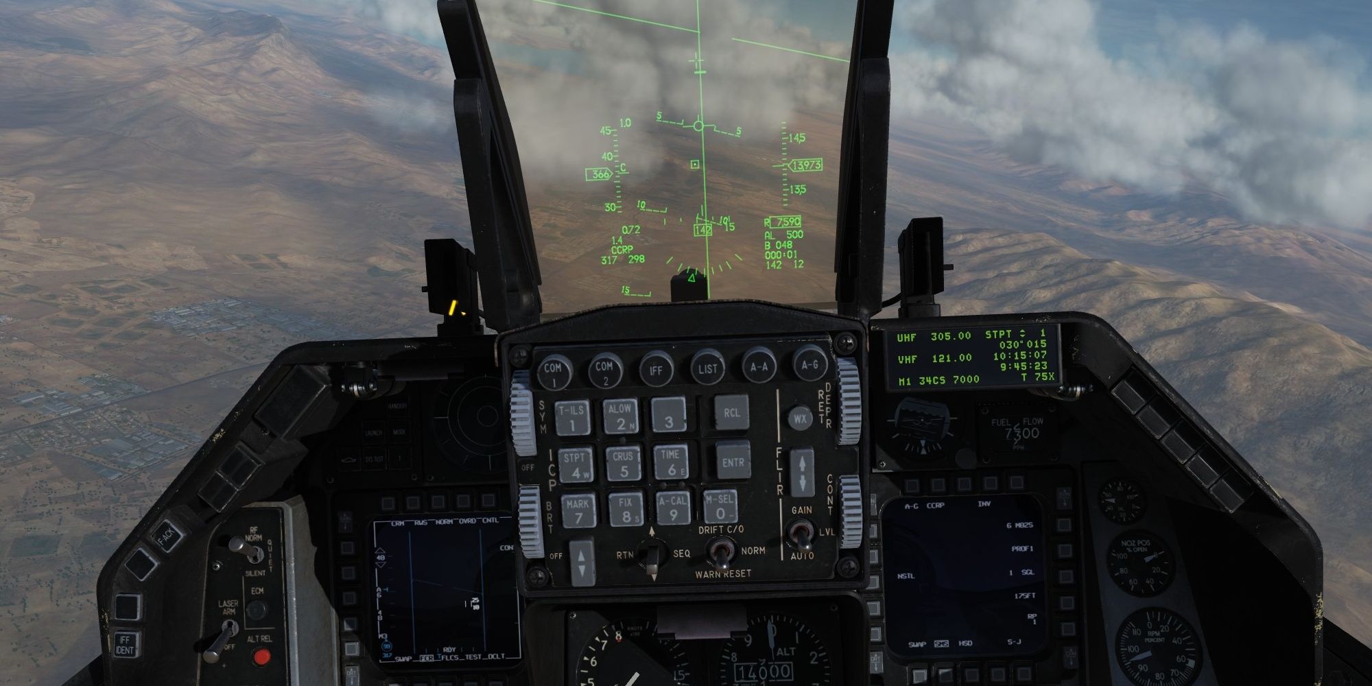 DCS World, inside cockpit of jet