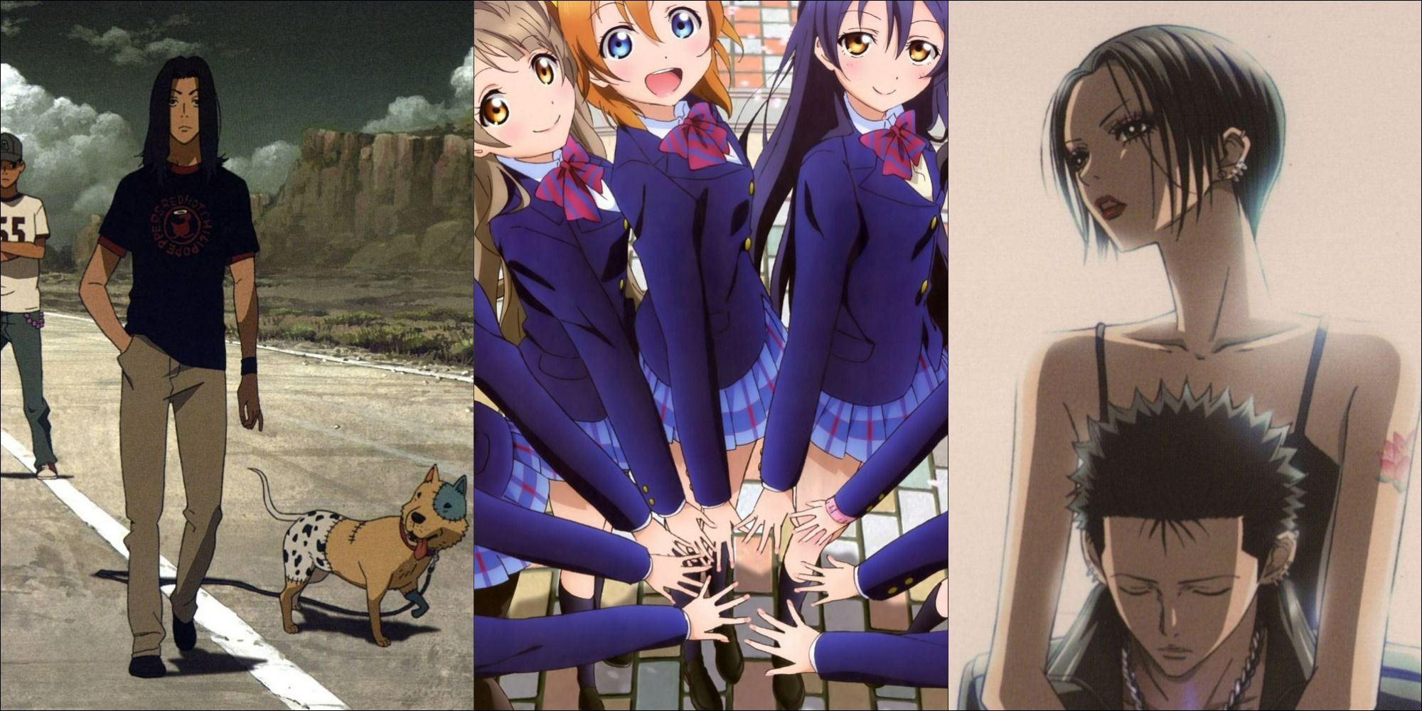 Characters from the Beck, Love Live!, and Nana anime posing