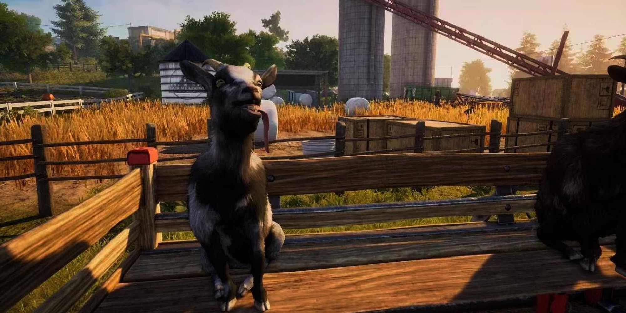 Goat Simulator 3 opening scene of a goat in truck.