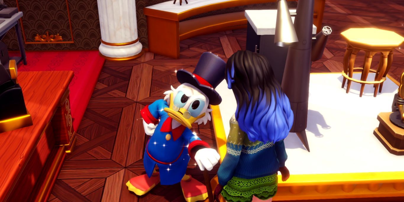 Disney Dreamlight Valley screenshot of player talking to Scrooge McDuck.