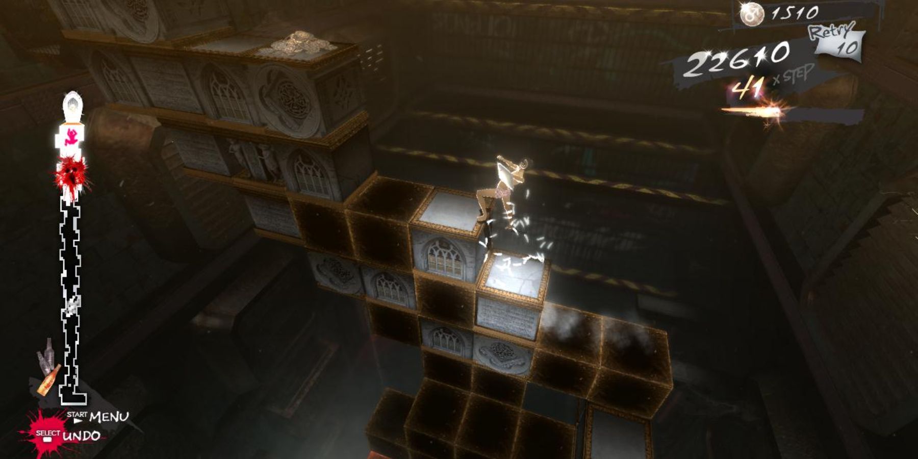 Vincent navigating through various movable platforms in Catherine: Full Body