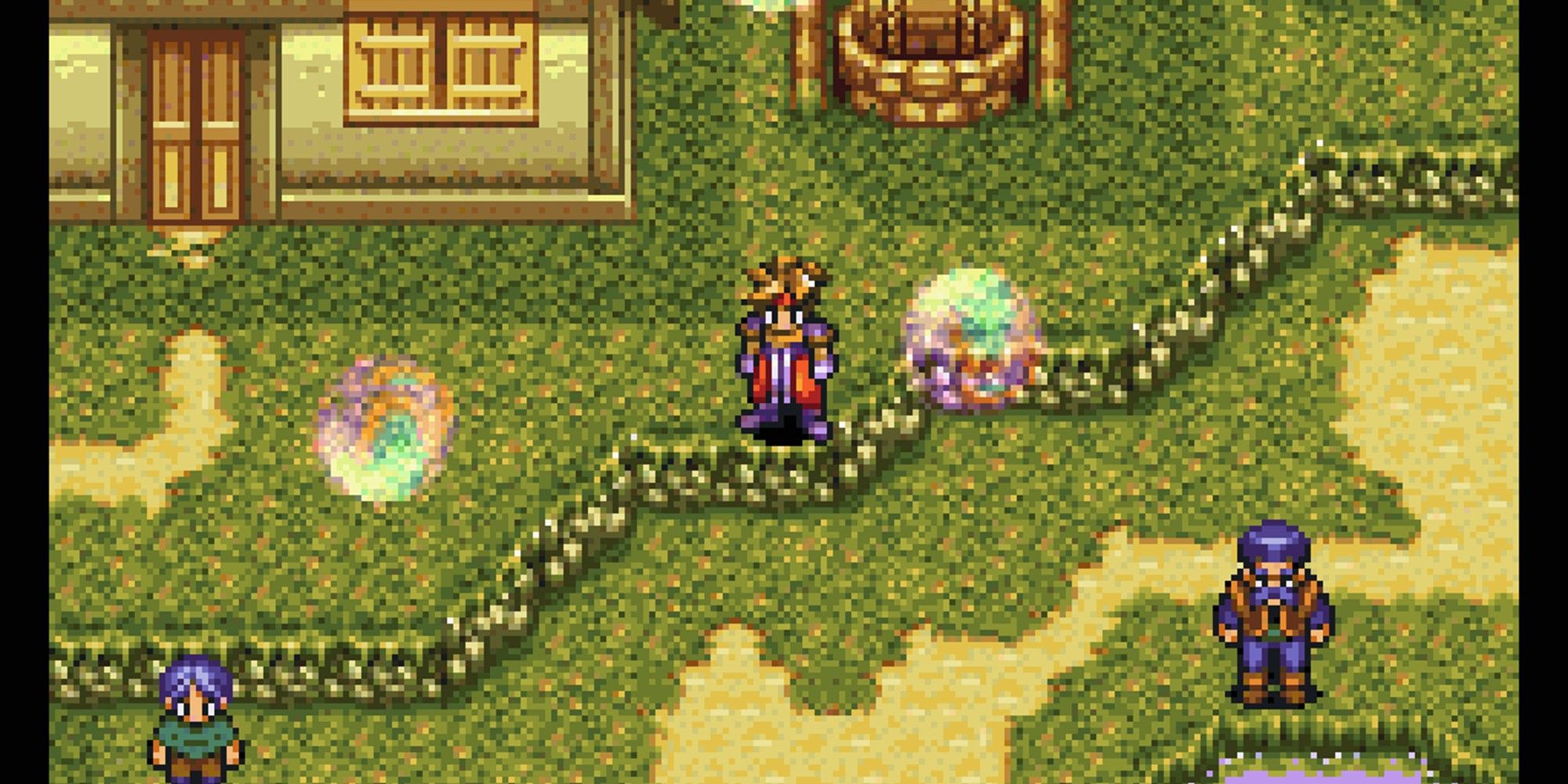 Terranigma Ark standing in a town with other villagers. 