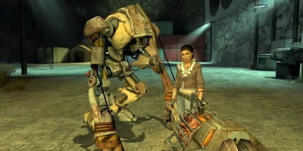 Dog with Alyx Vance in Half-Life 2.