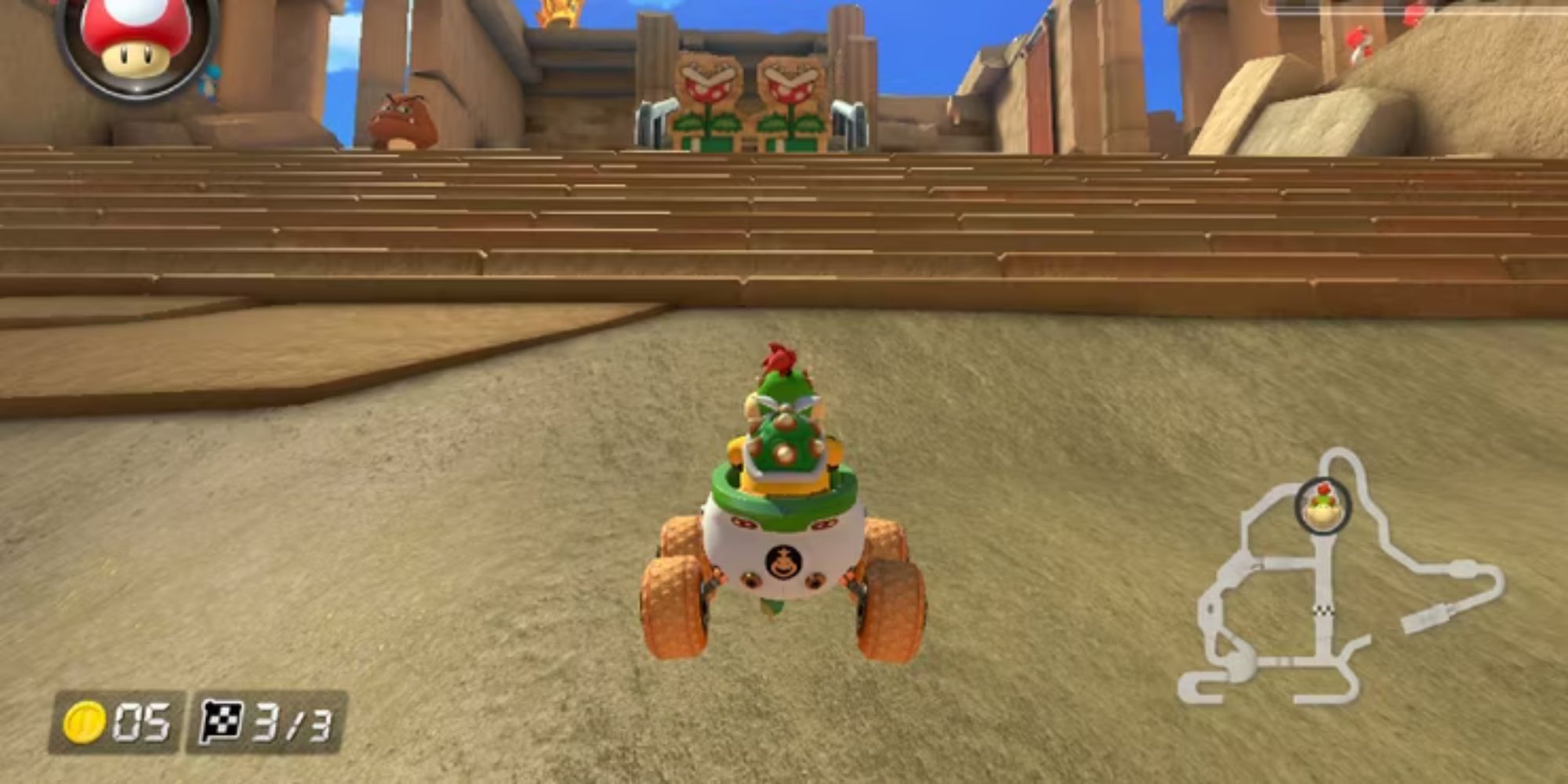 Bowser Jr nearing a staircase on Athens Dash