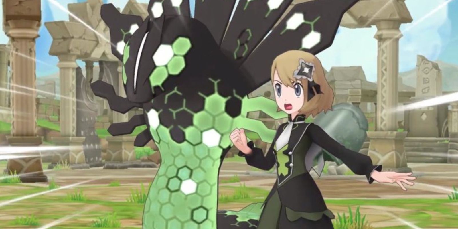 Pokemon Masters EX Best Anni Units Serena and Zygarde prepare to attack.