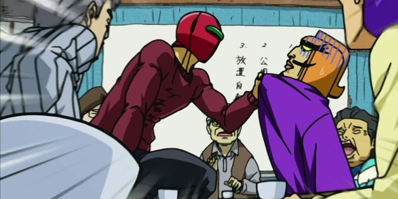 Tentai Senshi Sunred, screendhot, confrontation in diner