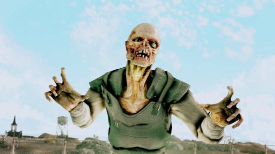 A rabid ghoul poised to attack Fallout New Vegas mods's Oxide ENB.