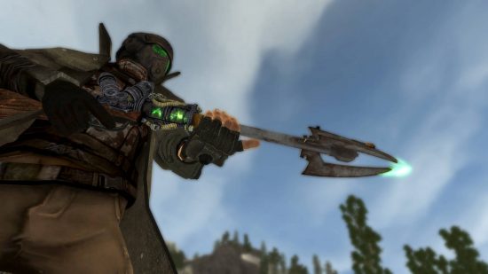 One of the new weapons in the Project Nevada mod, one of the best Fallout New Vegas mods.