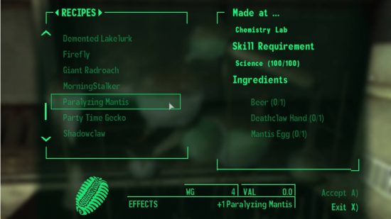 A recipe to create upgrades is one of the additions in the Fallout New Vegas mods for New Perks.