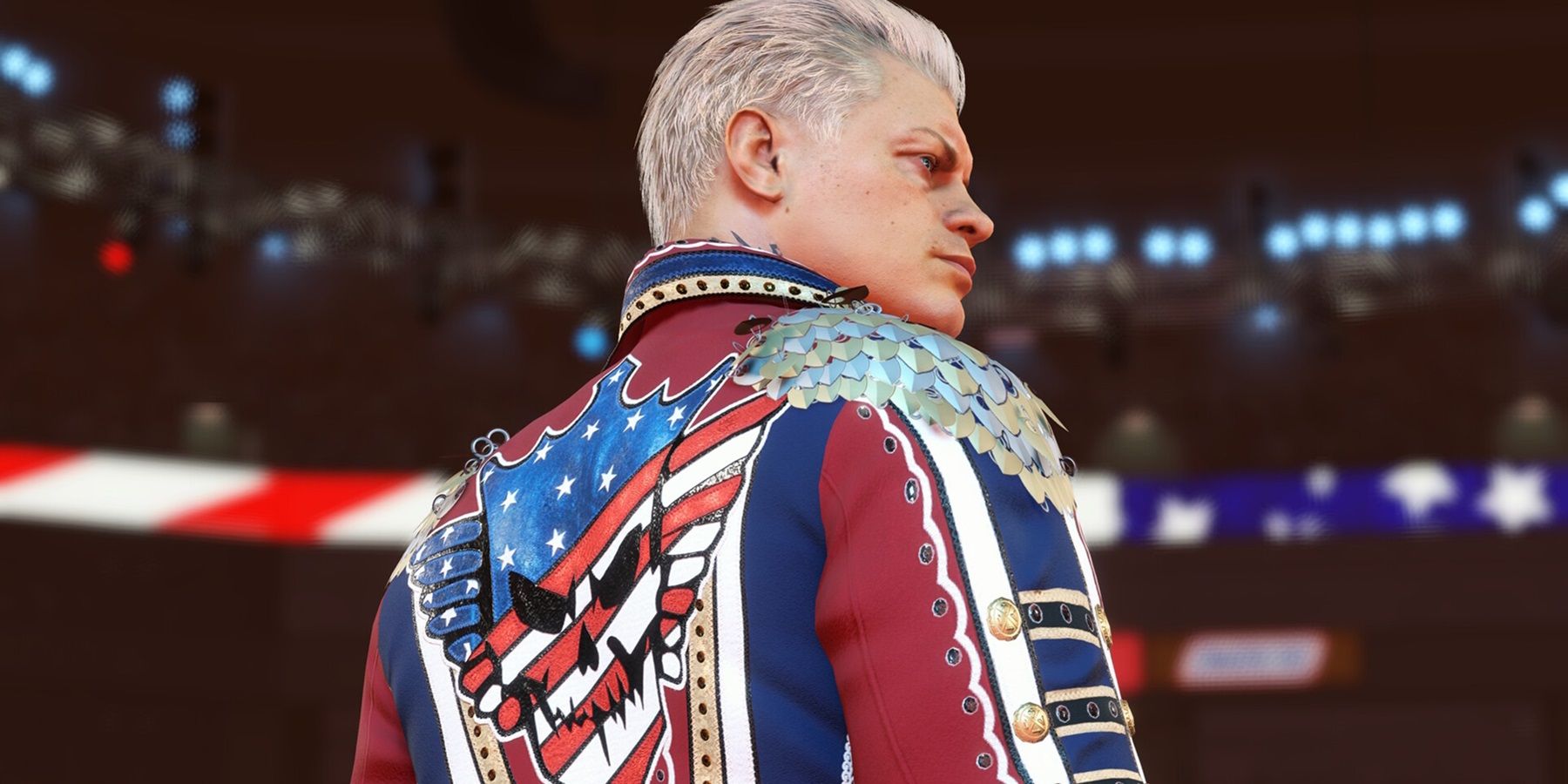 WWE Superstar Cody Rhodes in his entrance attire in WWE 2K