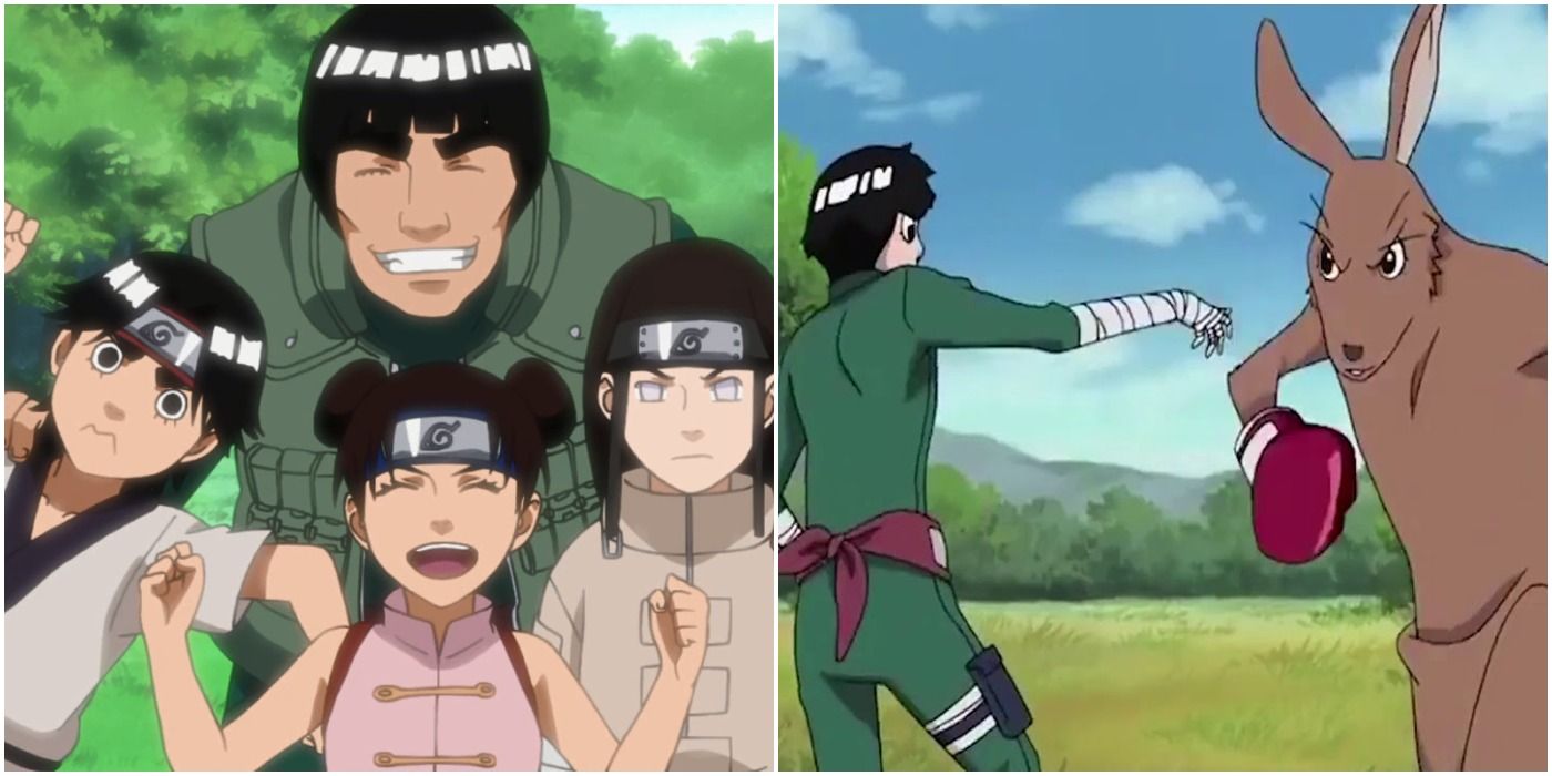 naruto team guy rock lee kangaroo might guy neji tenten