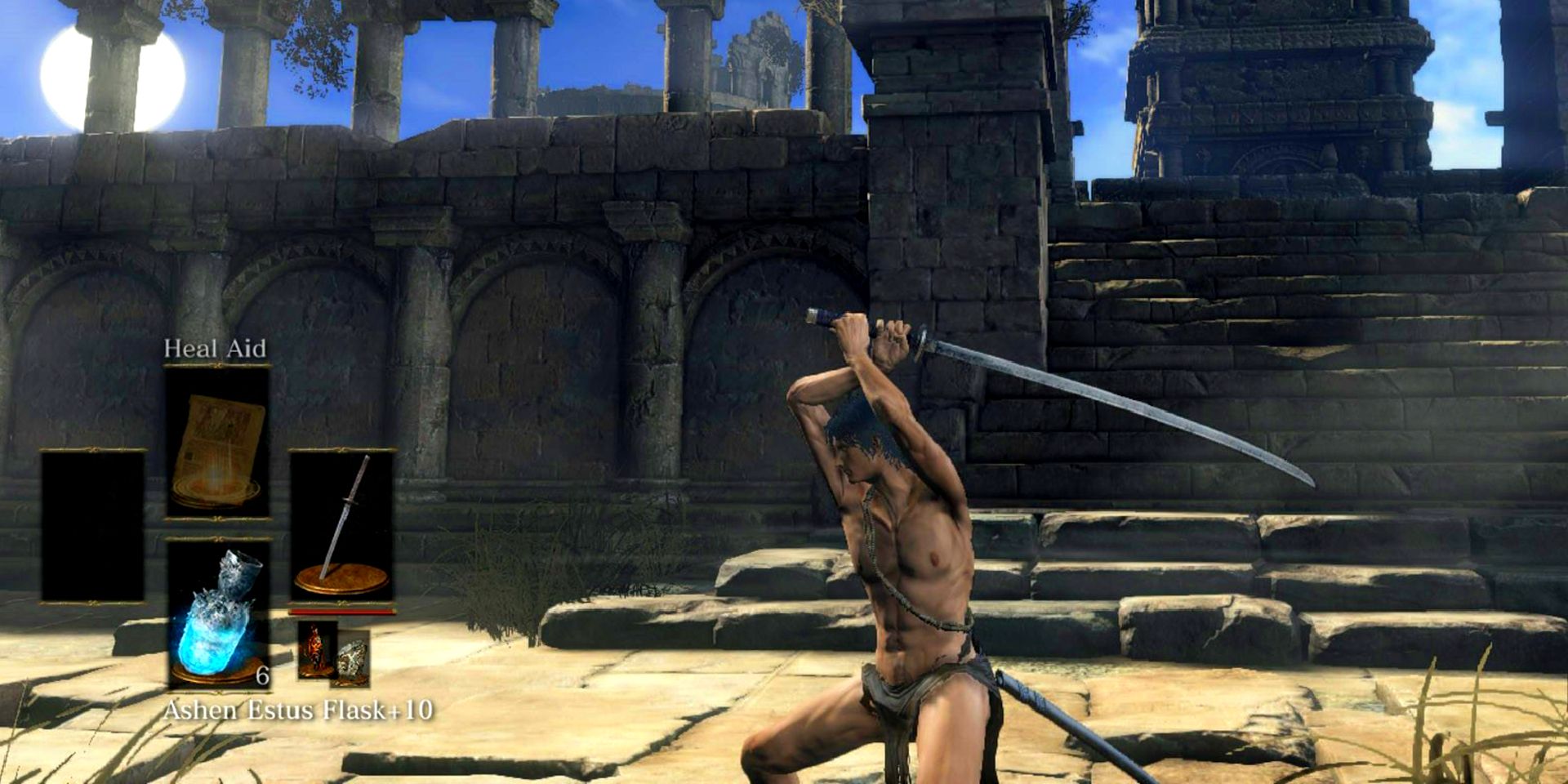 player wielding a katana at archdragons peak.