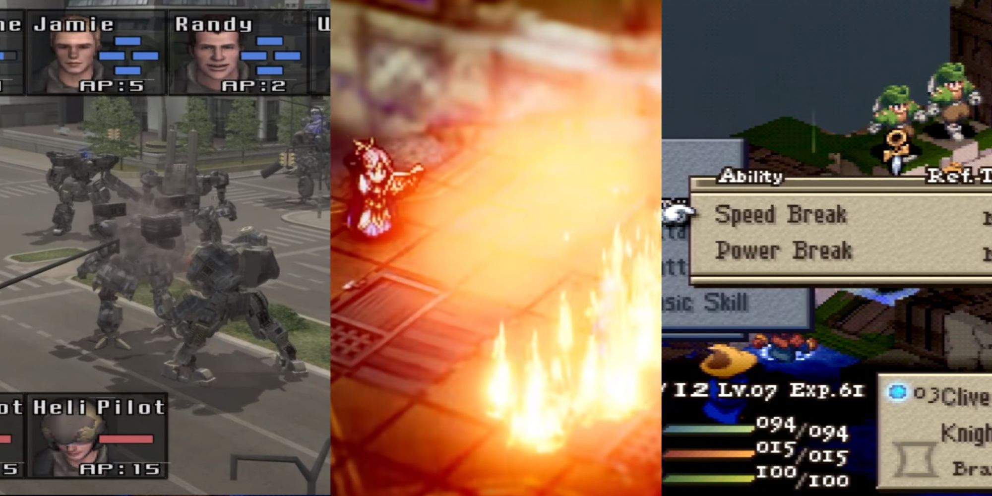 collage of 3 square enix tactics games