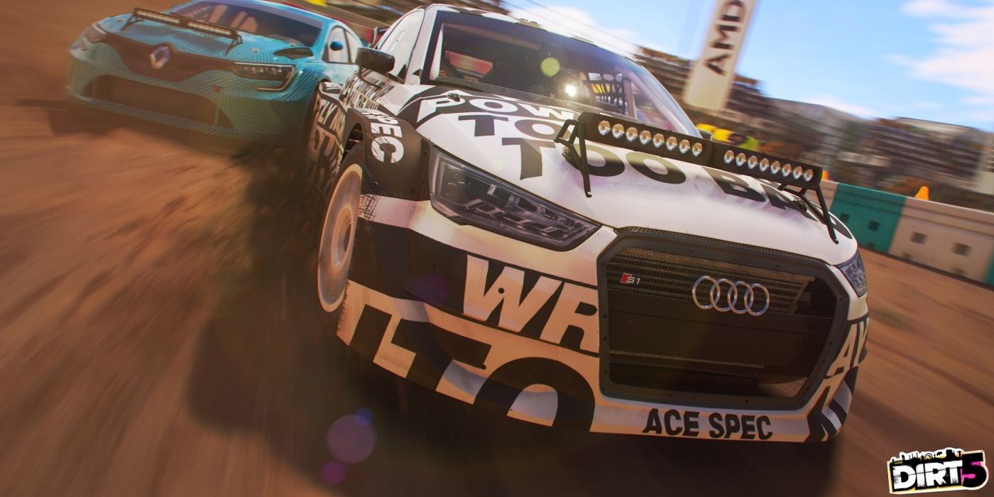 A Dirt 5 race on Steam Deck