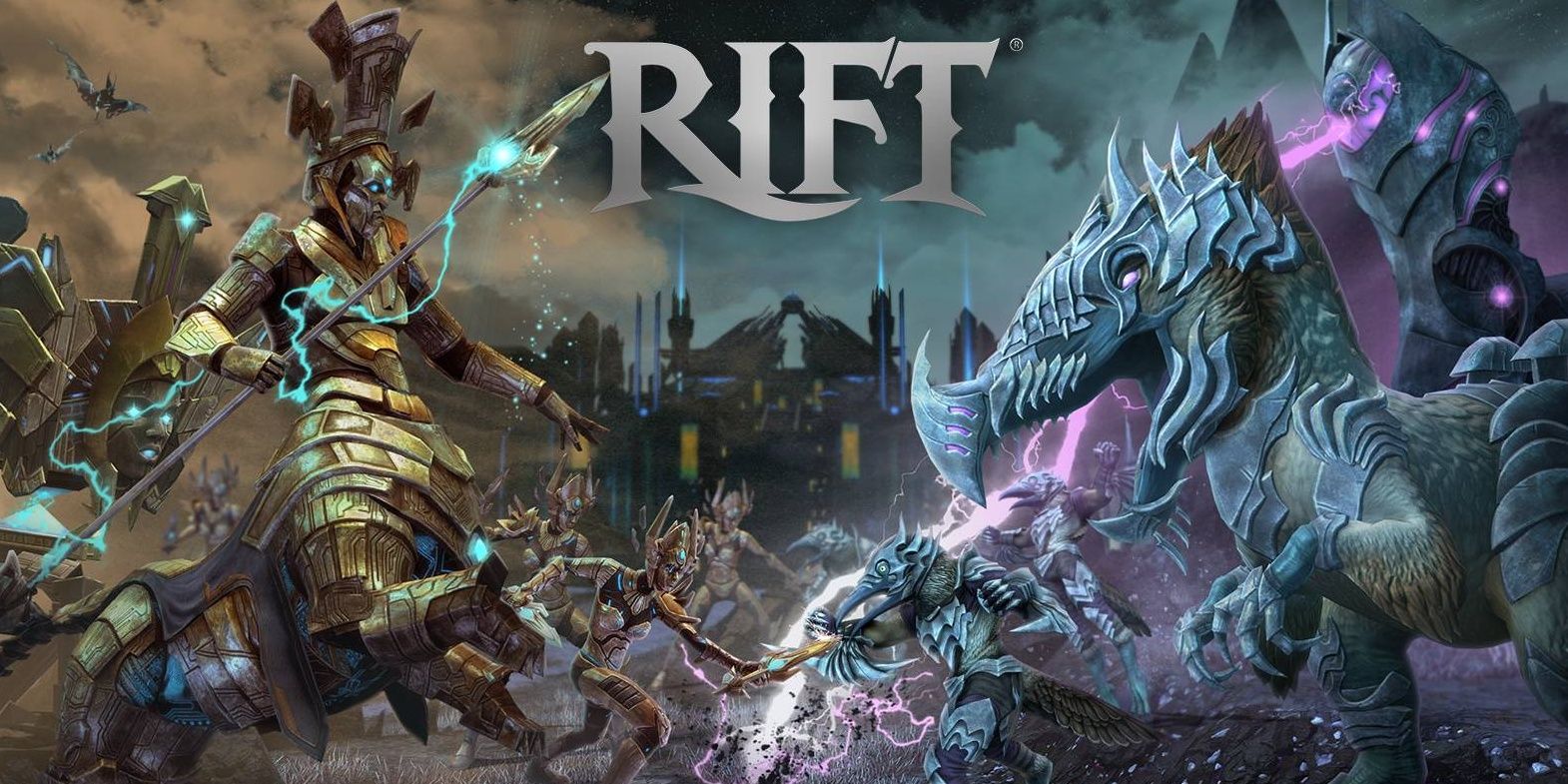 Main screen for RIFT game with two monsters facing off.