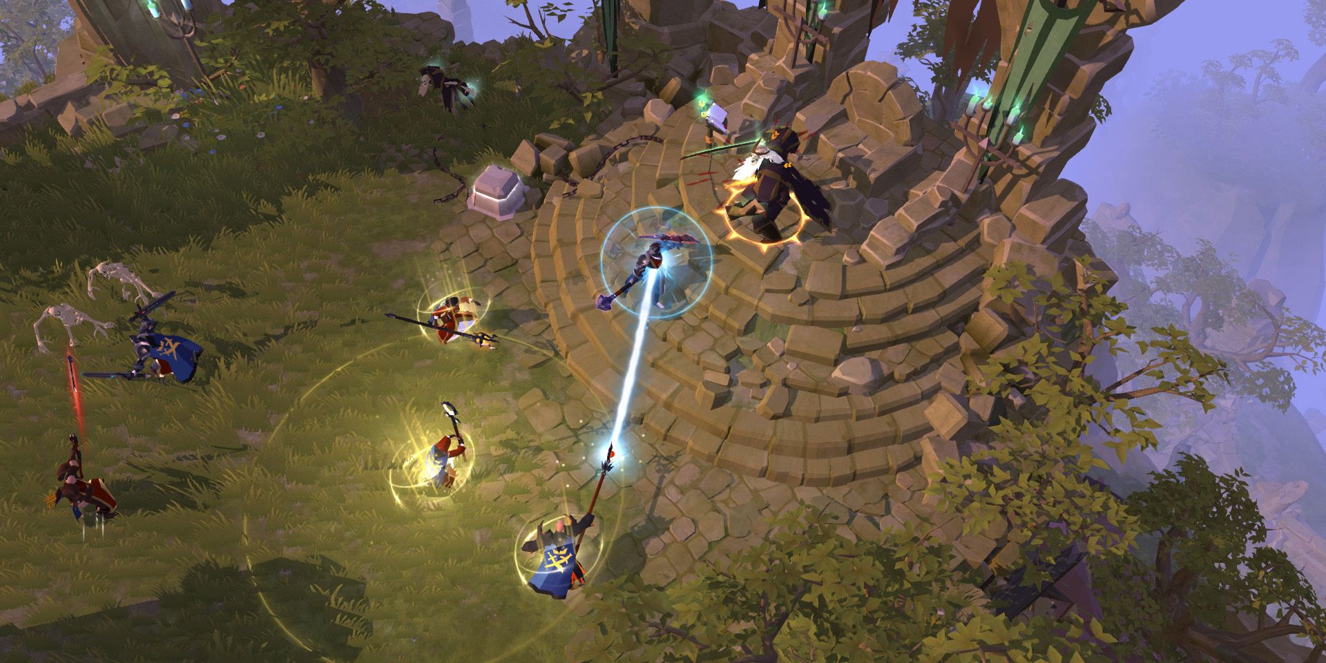 A sky view of an Albion Online battle.