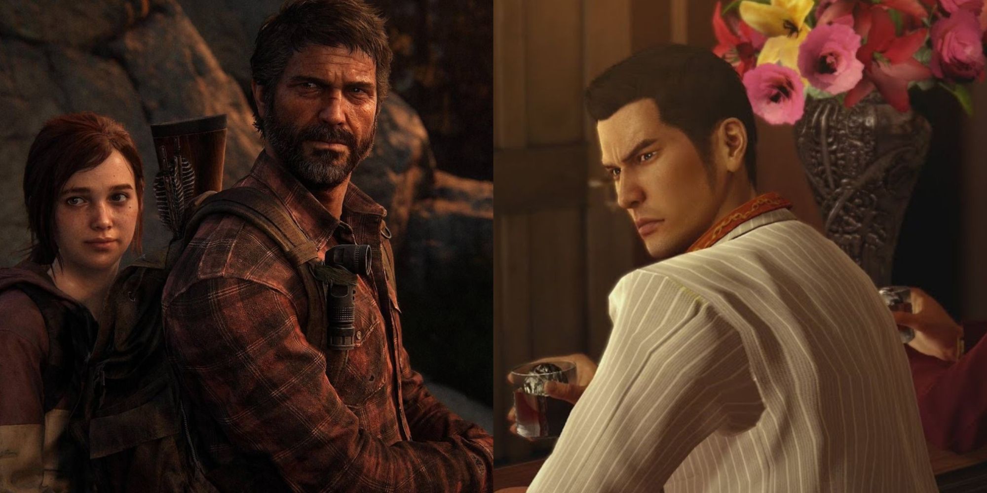 Action-adventure Games With Writing Featured Split Image Last Of Us and Yakuza 0