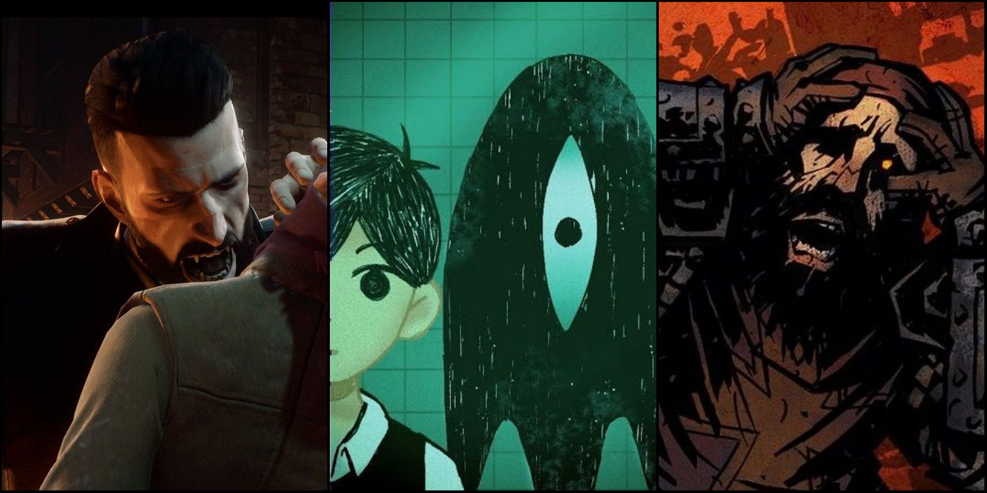 Horror RPG Collage - Vampyr, Omori and Darkest Dungeon